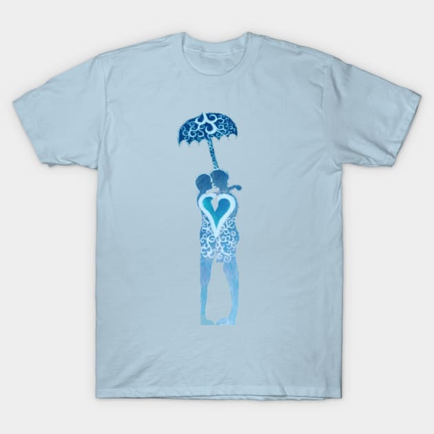 Lovers in the Rain (gay) T-Shirt by njgaron